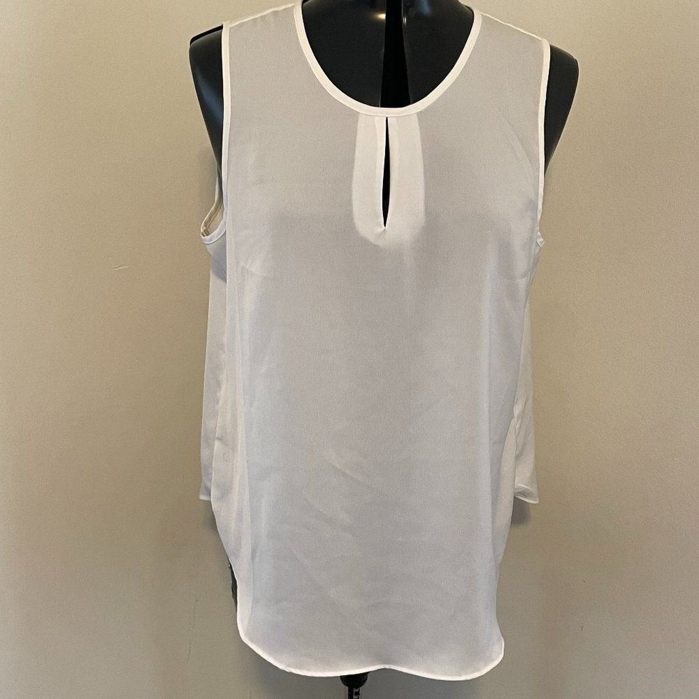 Cato Keyhole Sleeveless Scoop Neck Sheer Women Top Size L